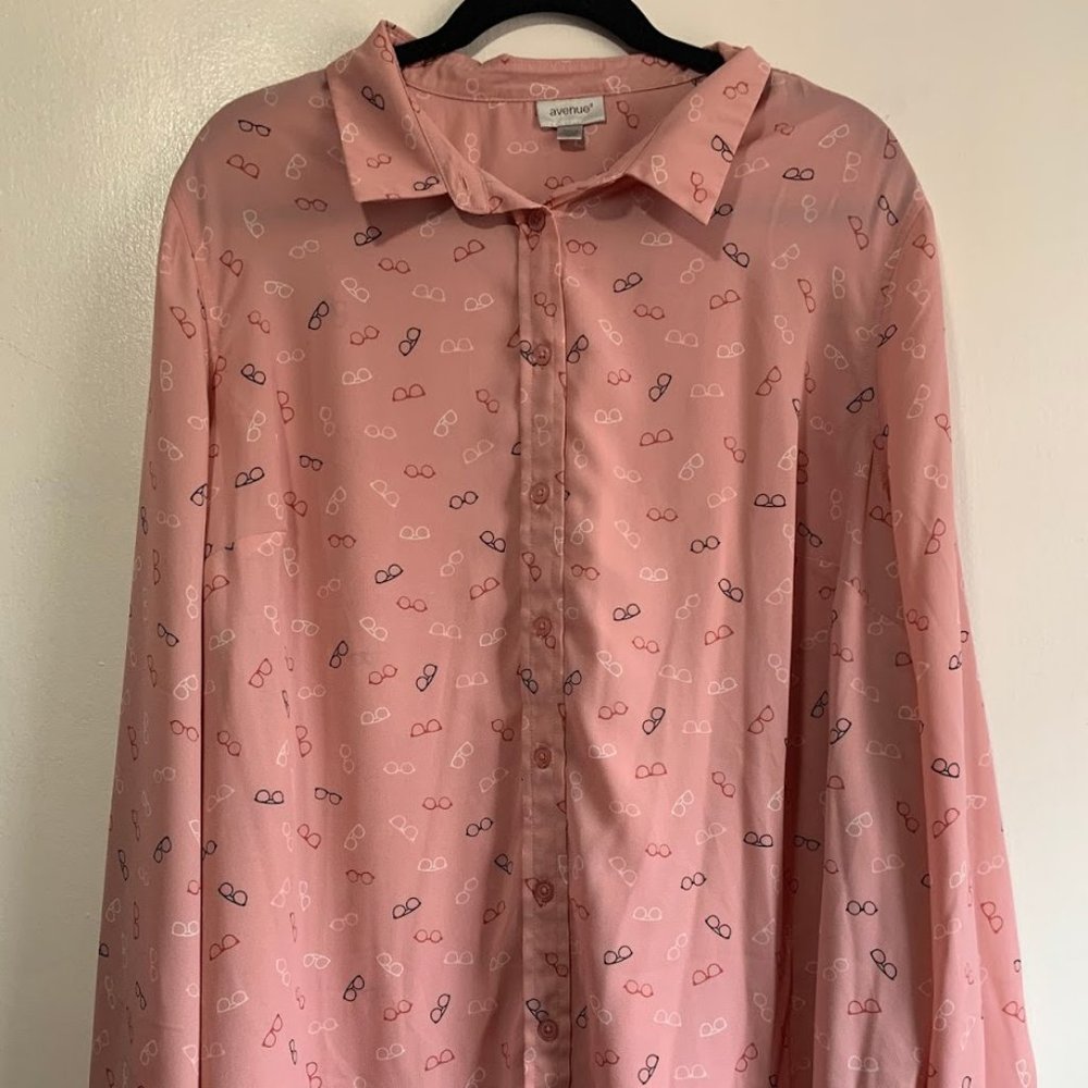 Pink Eyeglasses Button Down Shirt